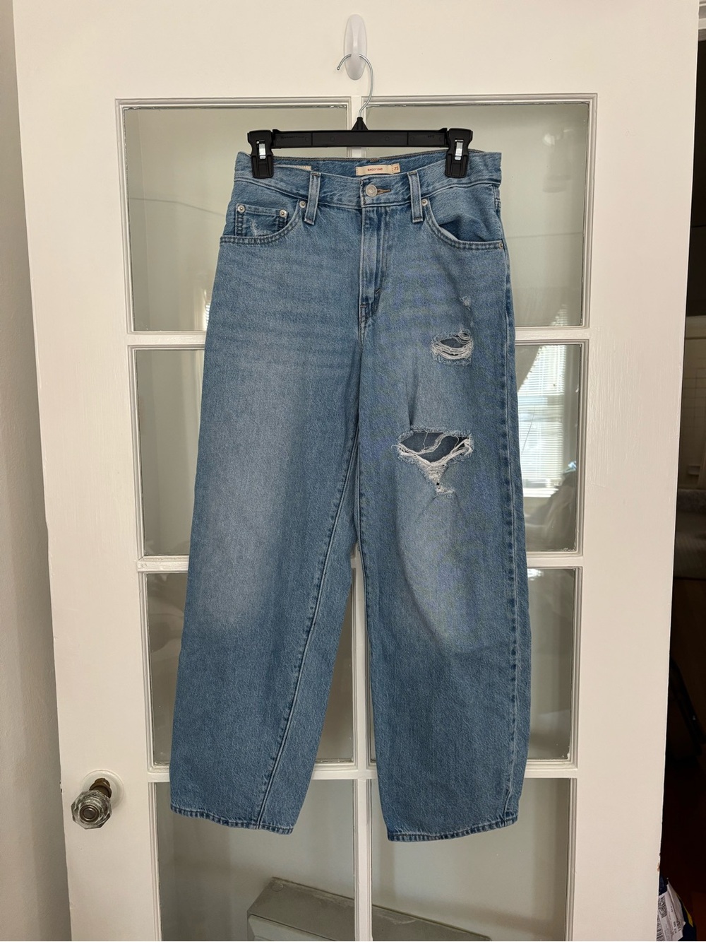 Levi’s Baggy Daddy Light Blue Distressed High-Rise Jeans Size 25